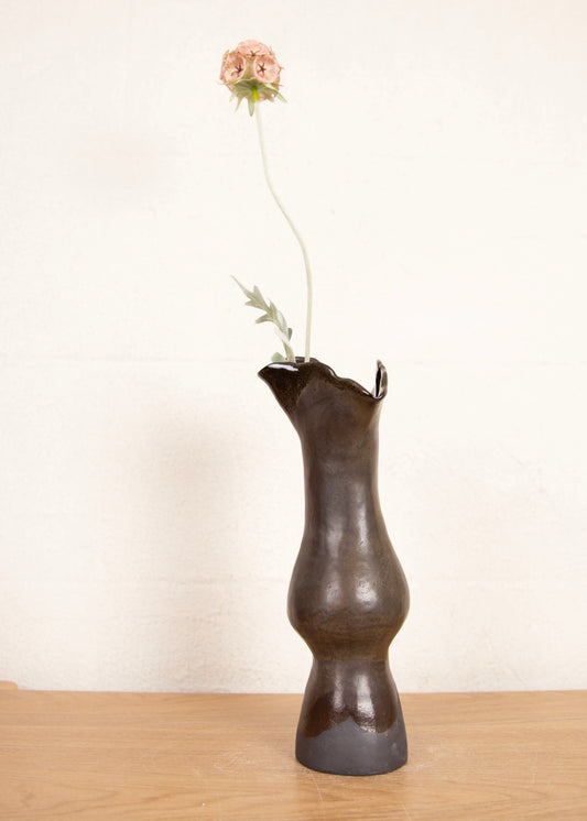 BLACK KOKESHI MIDI VASE